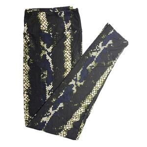 NWT LuLaRoe Green, Blue And Black Snake Print Leggings Size TC (W 12-18)